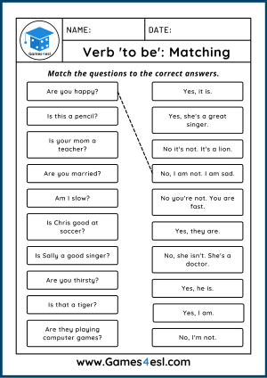 verb to be worksheets games4esl