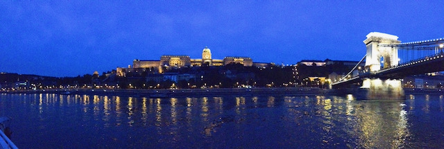 Buda Castle at night from Pest