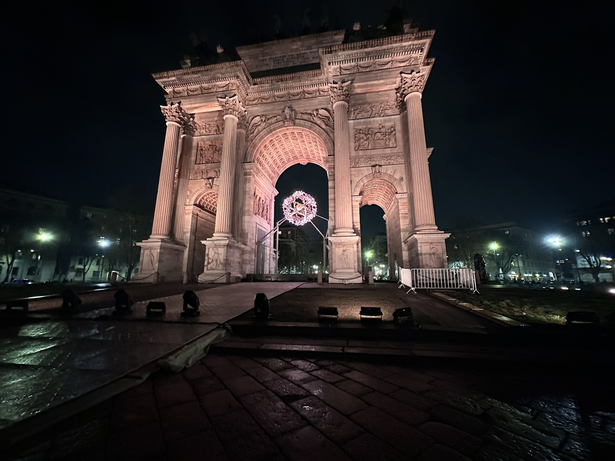 The Milano Cortina 2026 Olympic Winter Games cauldron at the Arco della Pace (GamesBids photo)