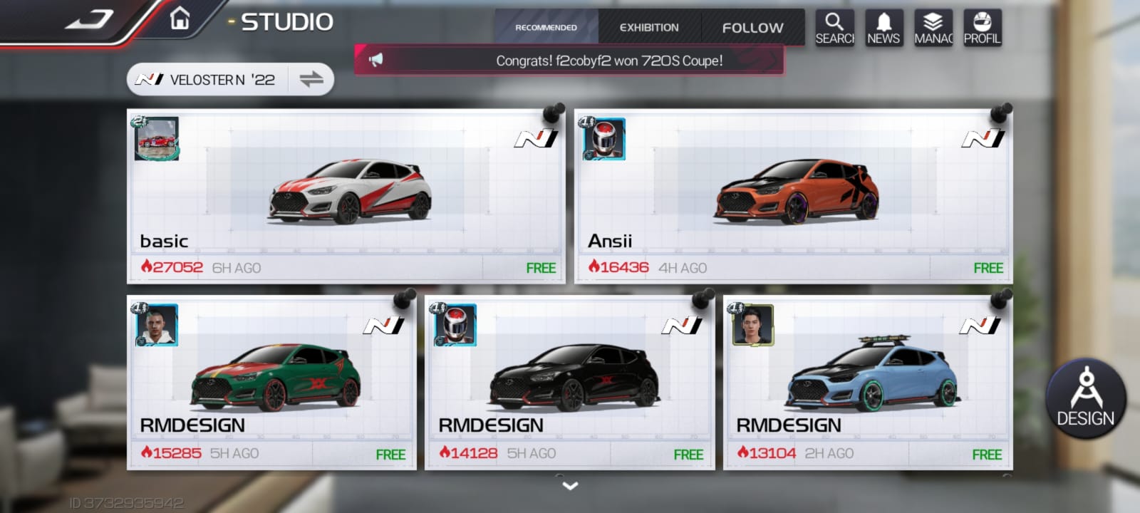 Racing Master Studio menu