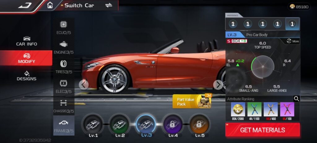 Upgrading your car in Racing Master