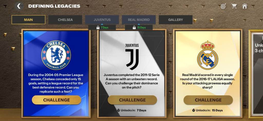 FC Mobile Defining Legacies Challenges, FC Mobile Defining Legacies