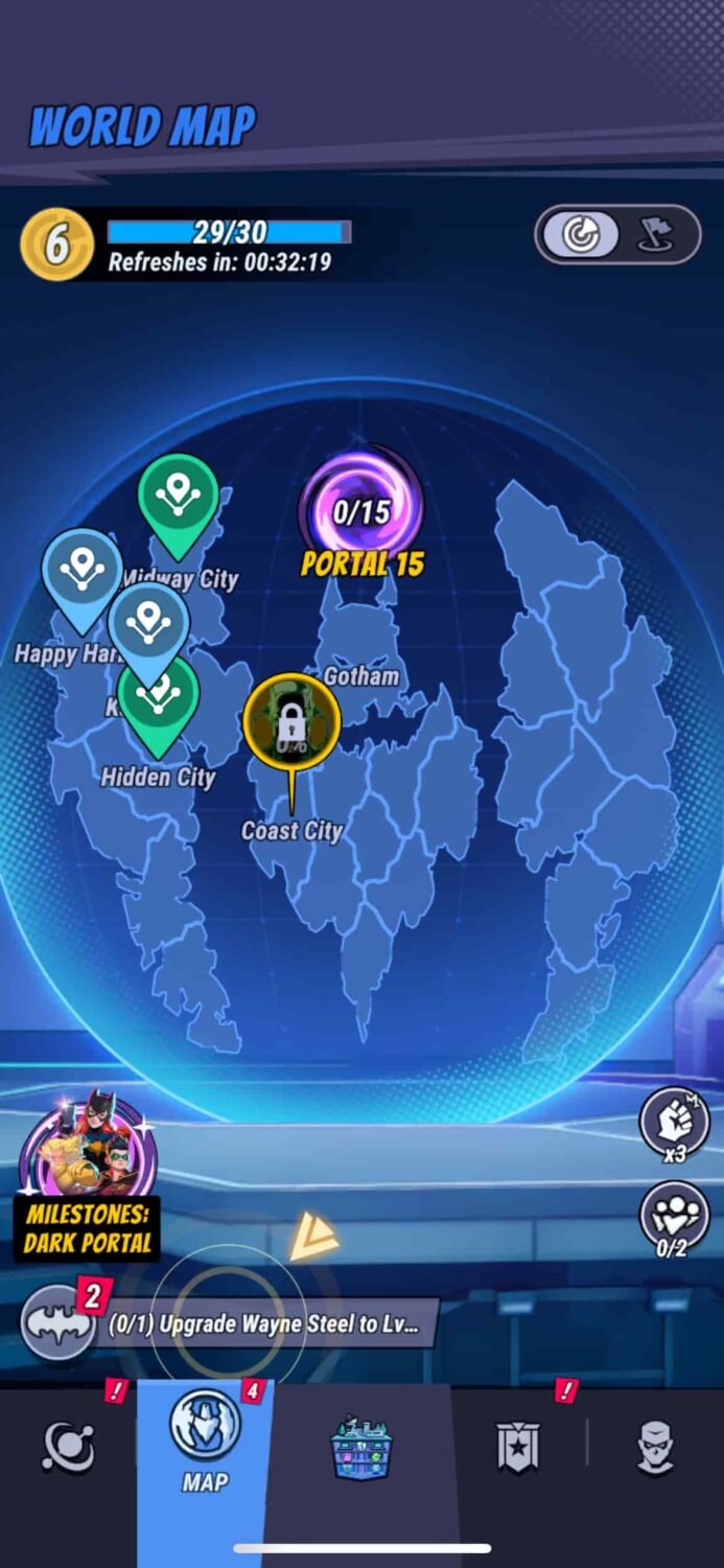 World Map and UI in DC: Dark Legion