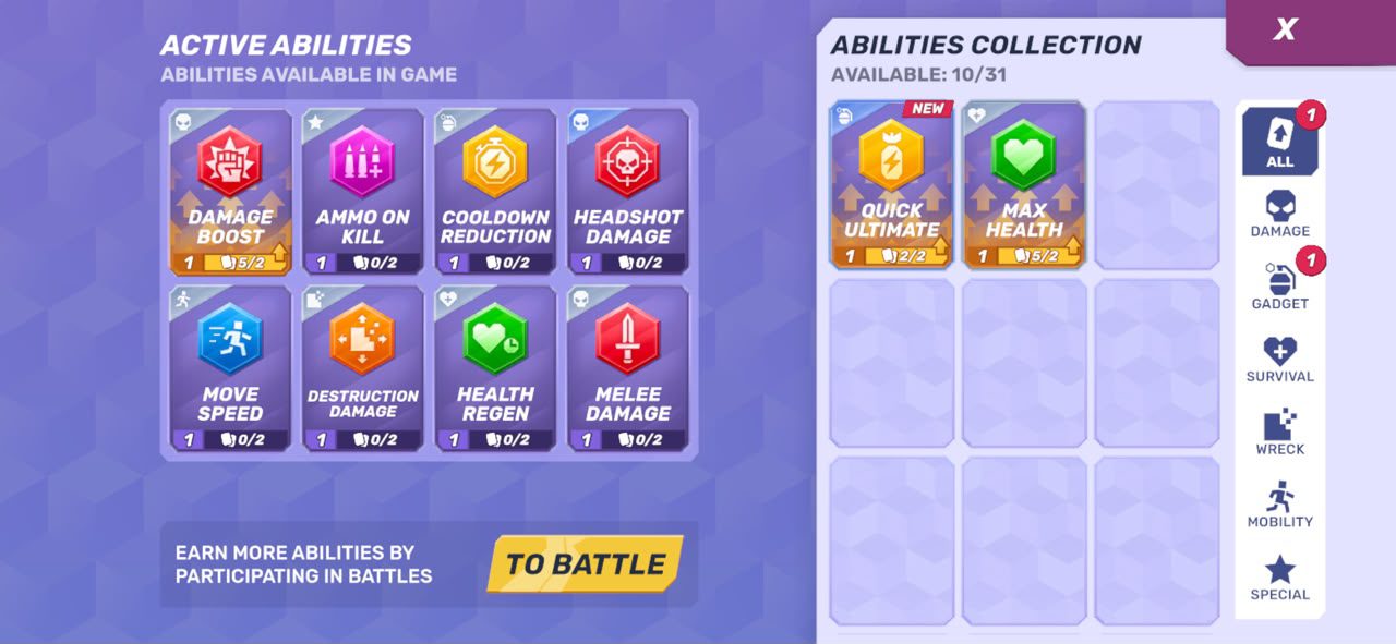 Abilities in Pixel Gun 2