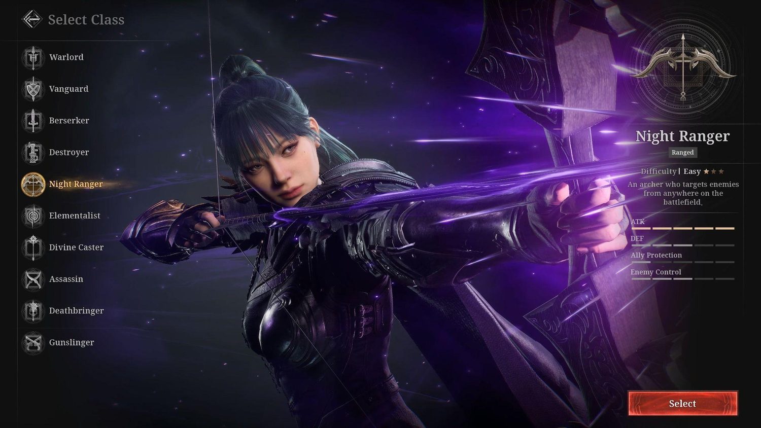 RAVEN2 class selection screen