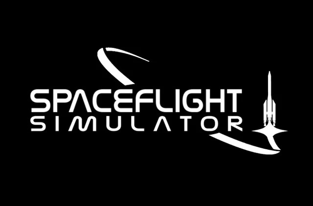 Space Flight Simulator Logo, Schriftzug mit Raketensymbol
