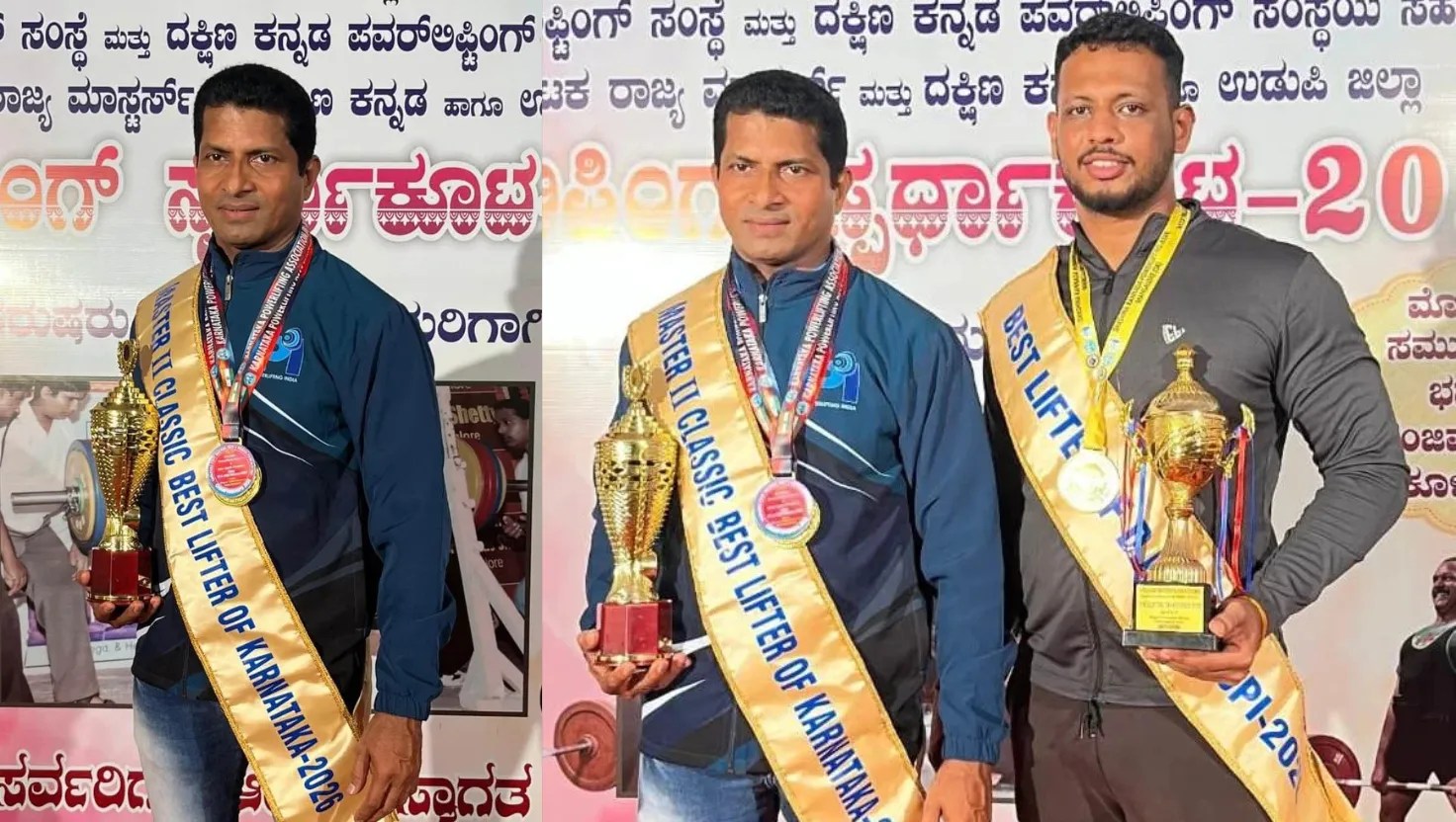 ಕುಂದಾಪುರ: ಅಂತರಾಷ್ಟ್ರೀಯ ಪವರ್ಲಿಫ್ಟರ್ ಸತೀಶ್ ಖಾರ್ವಿ ಅವರಿಗೆ ಎರಡು ಚಿನ್ನ