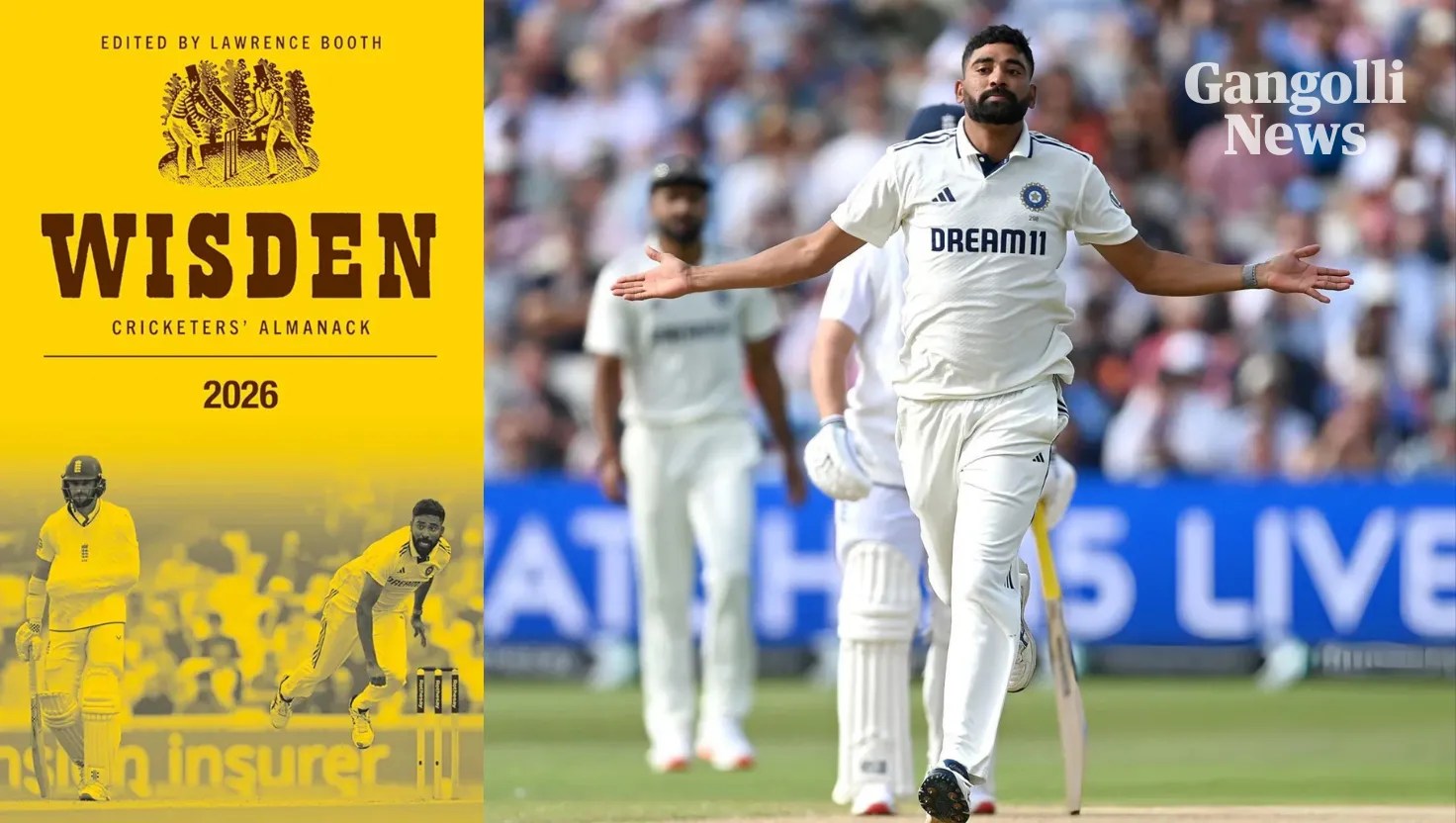 ಕ್ರಿಕೆಟ್ ಲೋಕದ ಅತ್ಯುನ್ನತ ಗೌರವ: ‘ವಿಸ್ಡನ್’ ಮುಖಪುಟ ಬೆಳಗಿದ ಮೊಹಮ್ಮದ್&nbsp;ಸಿರಾಜ್‌!