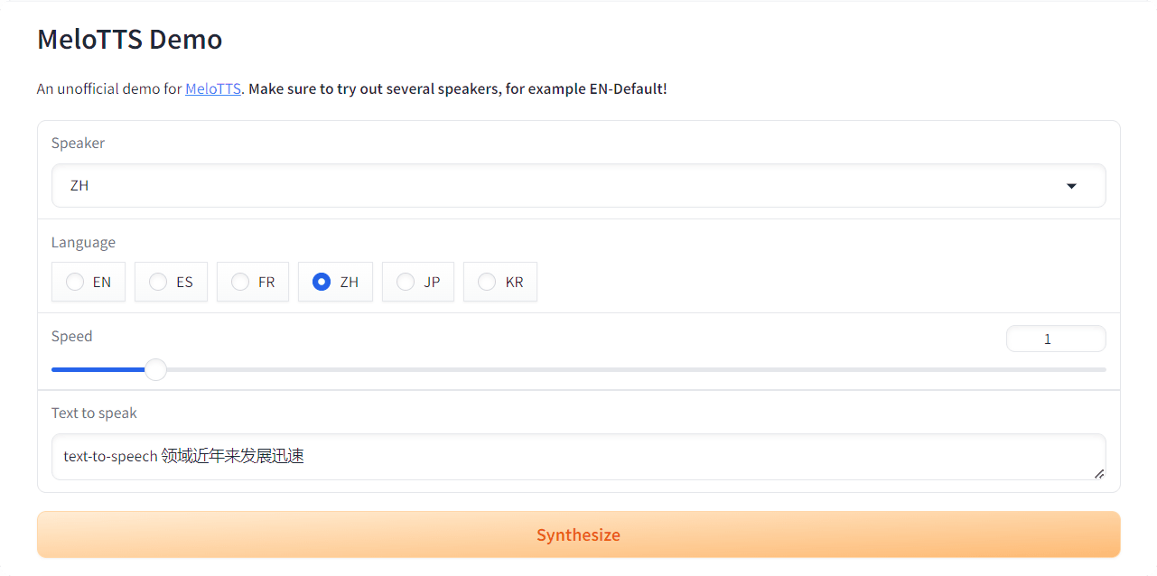 MeloTTS：MyShell 提供的高质量多语言文本转语音工具