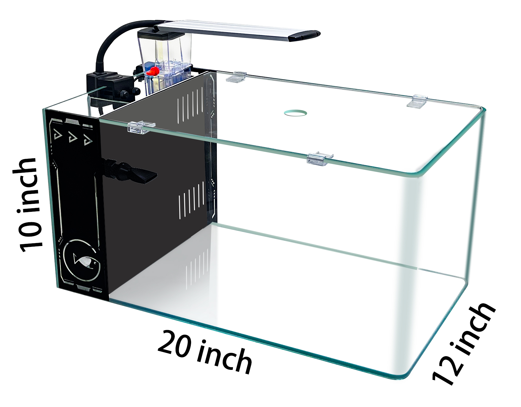 GankPike 10-Gallon Curved Corner Saltwater Aquarium Rimless Low