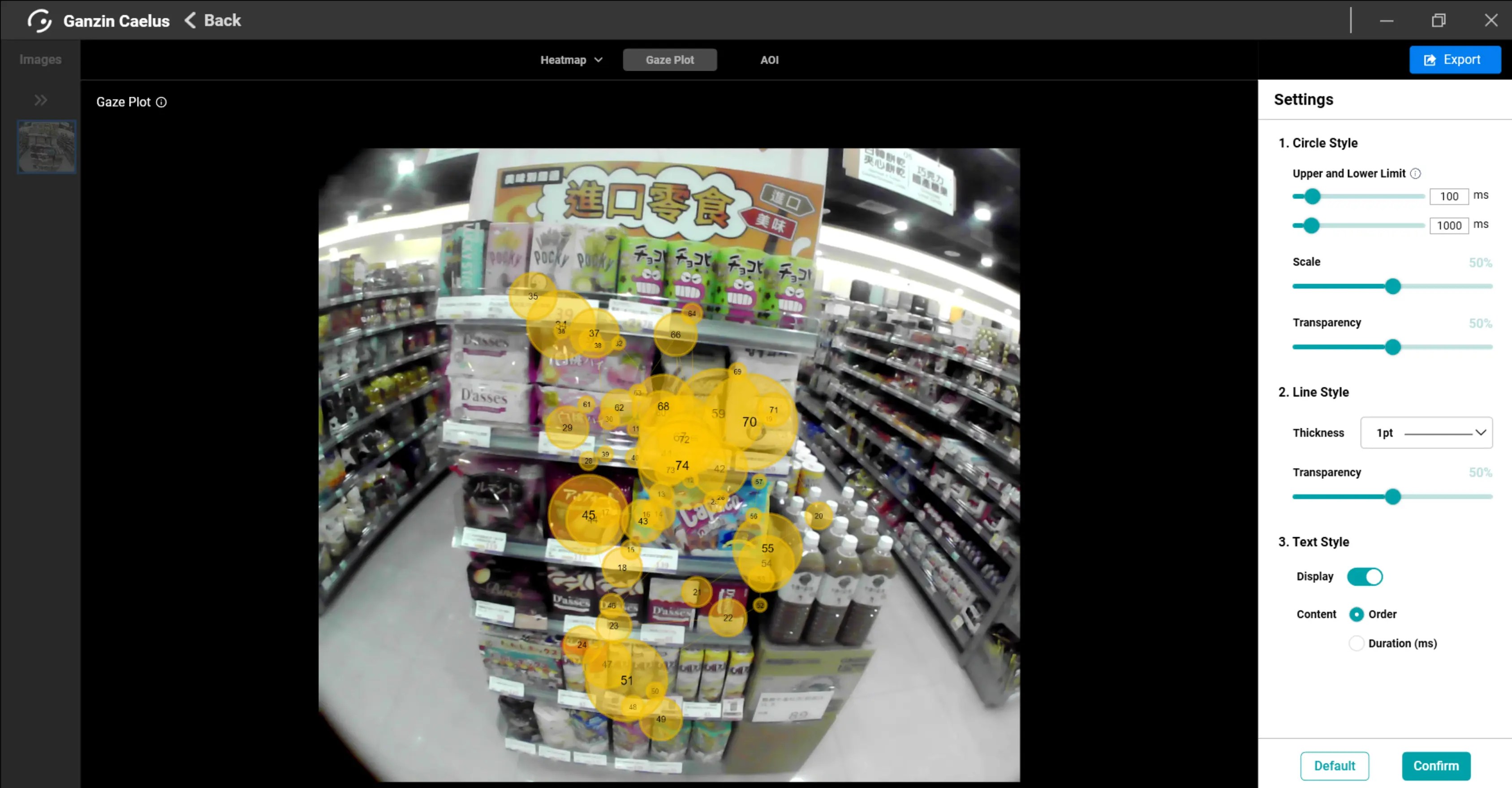 Caelus Gaze Plot visualization