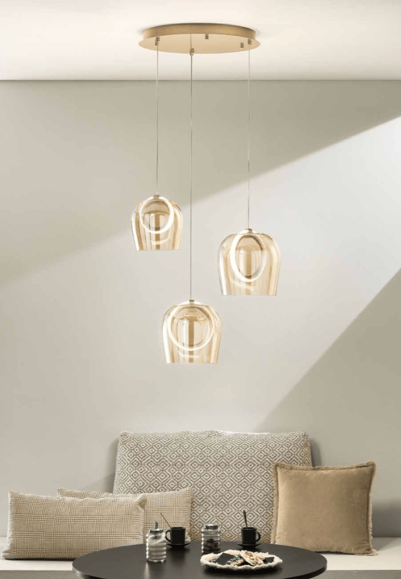 Pinta – Sospensione a 3 luci in vetro soffiato disponibile in vari colori