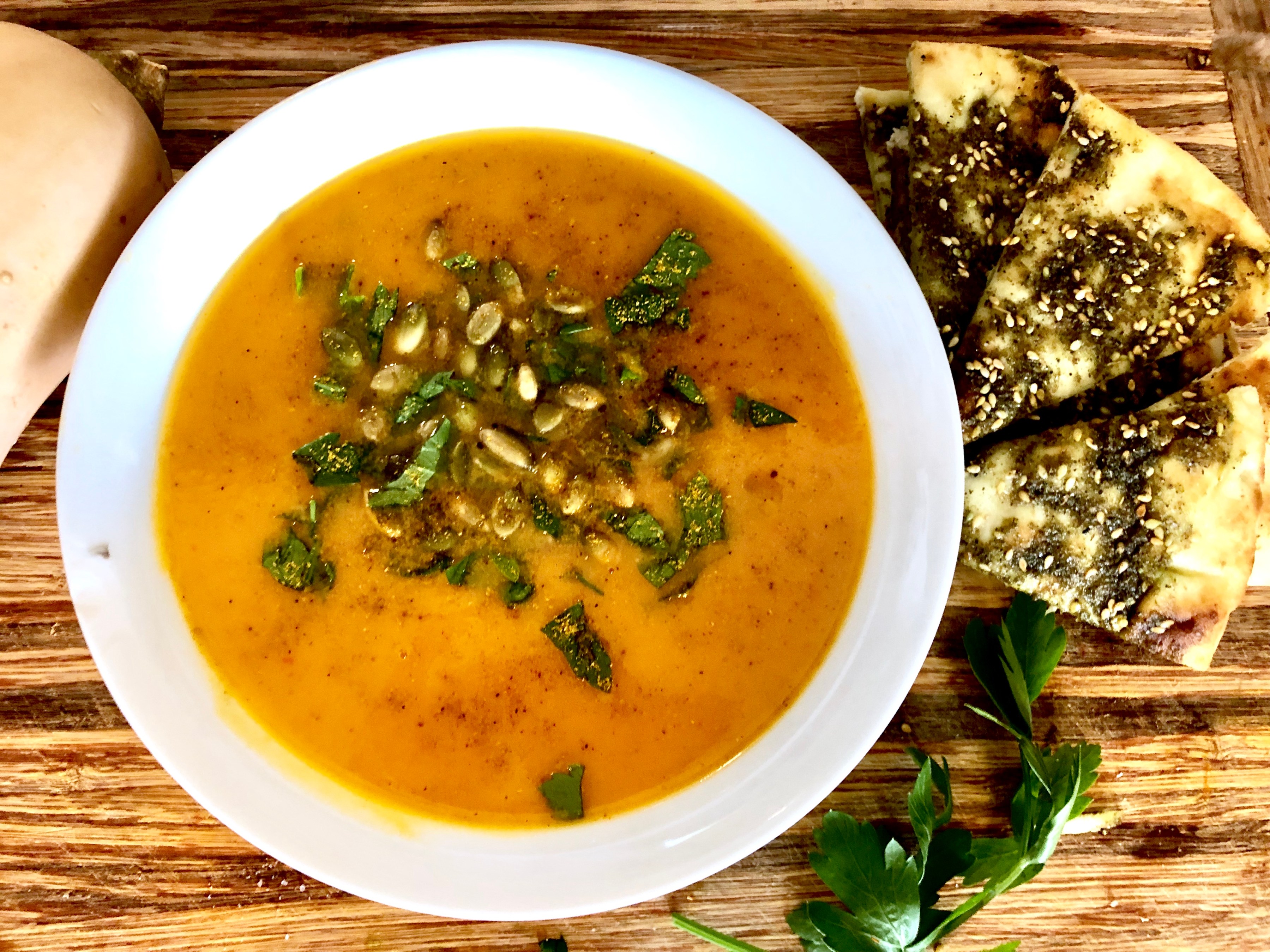 Curried Butternut Squash Soup Garnish at Home