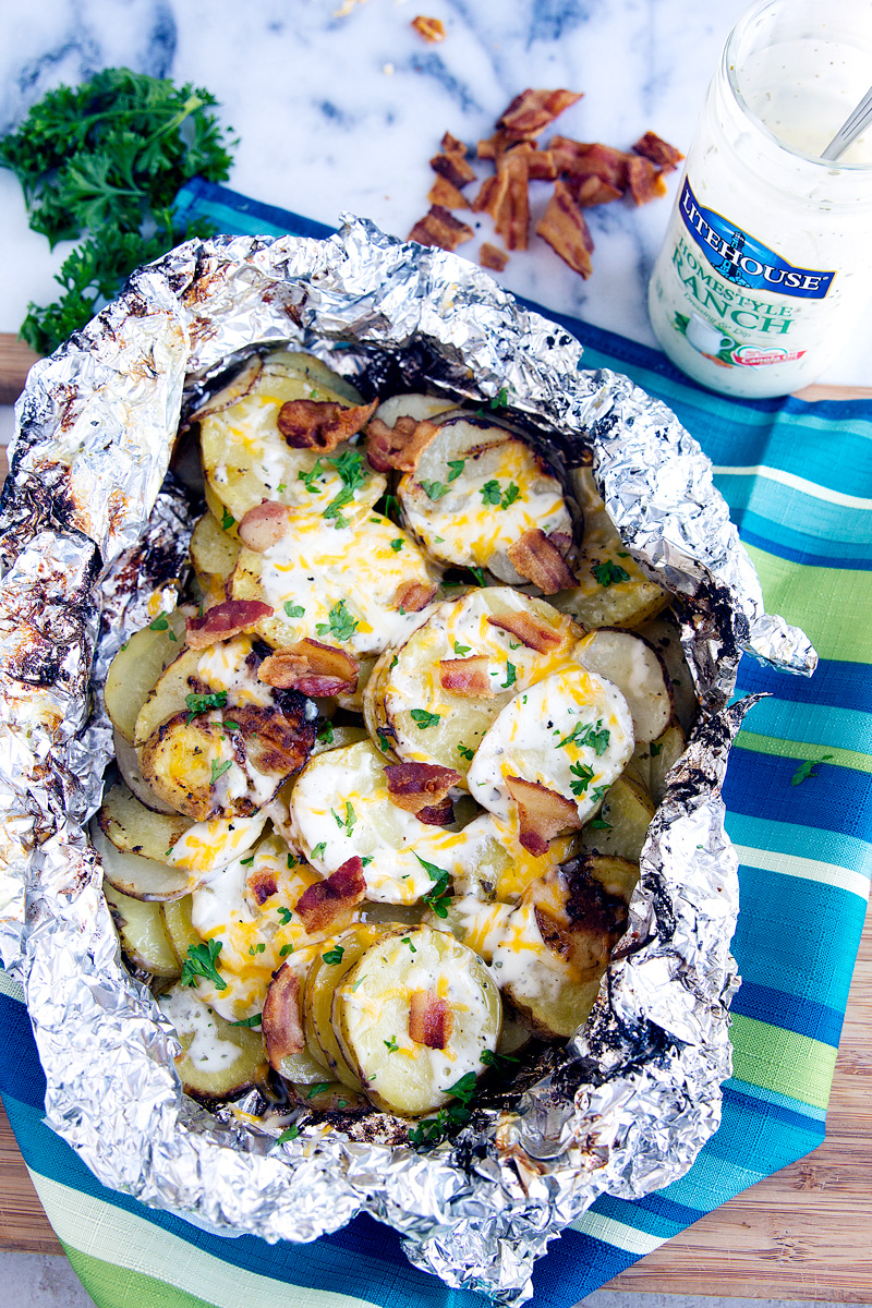 Bacon Ranch Grilled Potatoes - Simple summer side dish, ulimate comfort food! | gatherforbread
