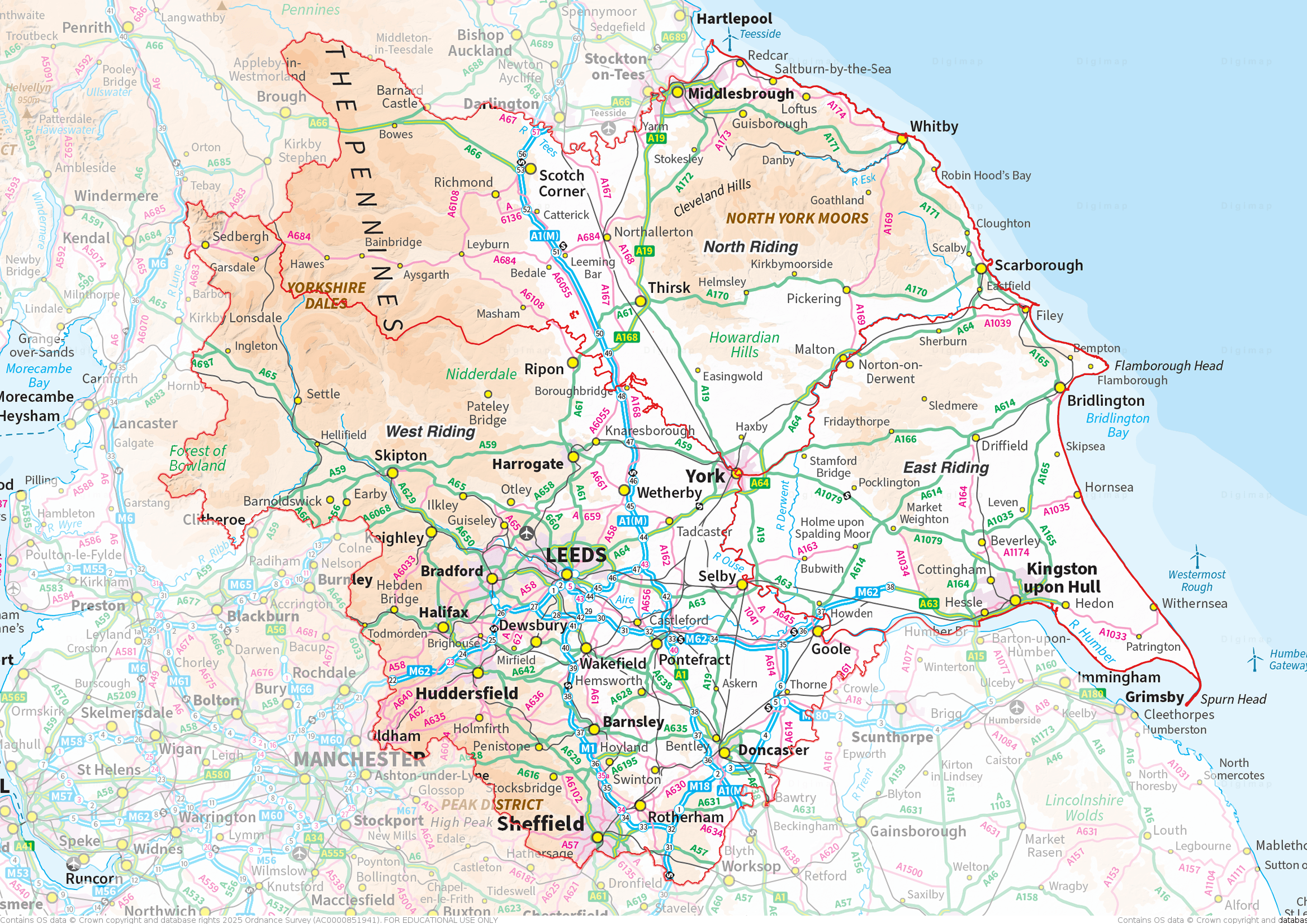 Gazetteer Of British Place Names Yorkshire Map.
