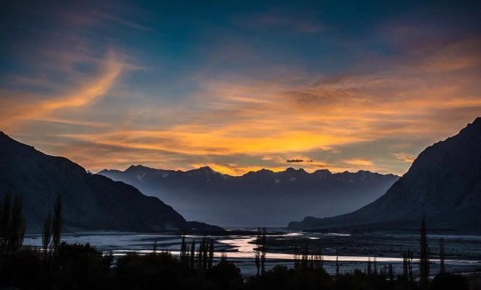 A beautiful sunset view of Shigar river.