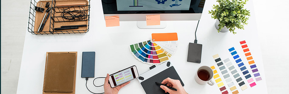 Sign design workspace with color swatches