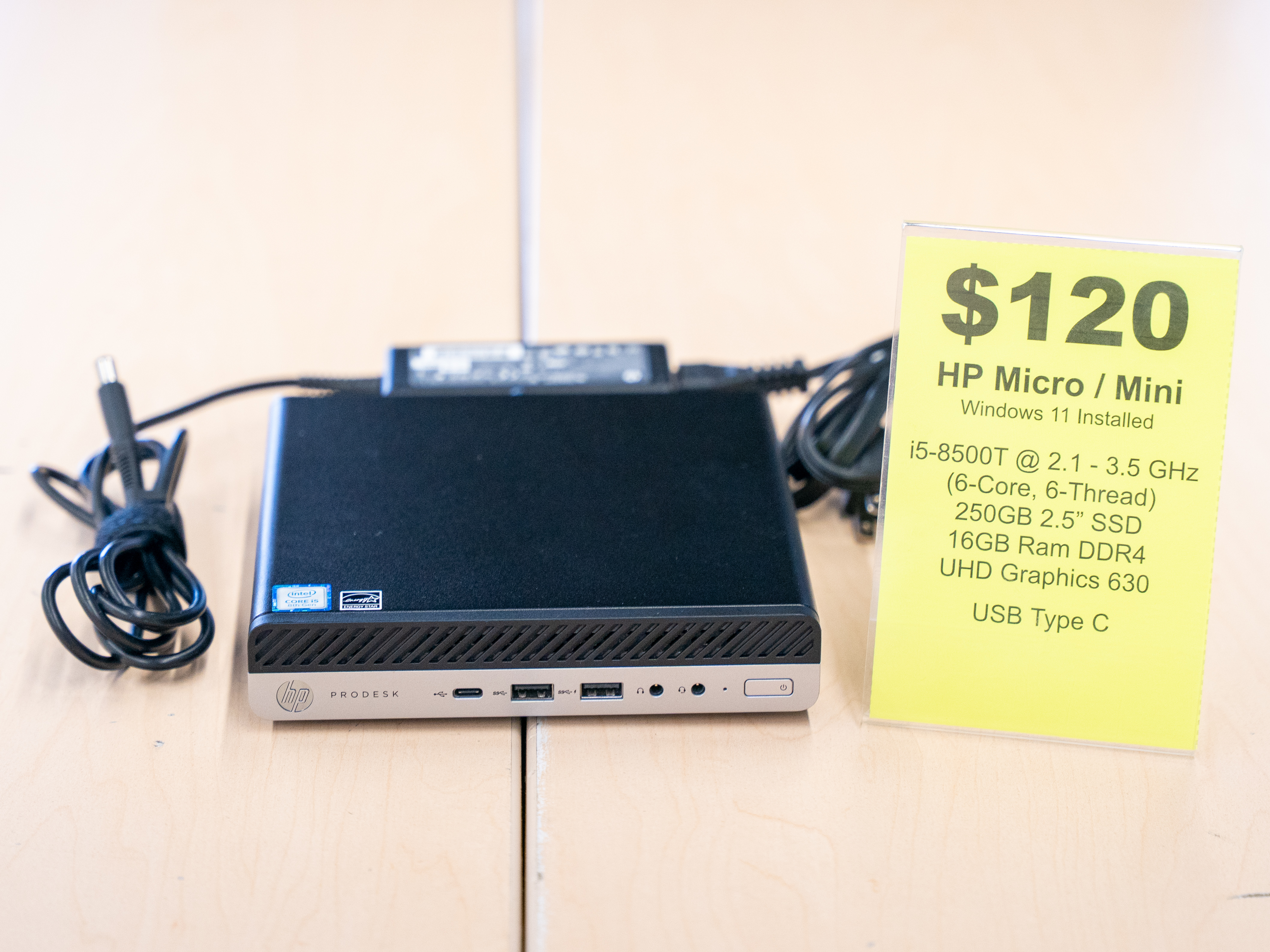 $120 HP ProDesk Micro / Mini PC i5-8500T 250GB SSD 16GB RAM – GCB