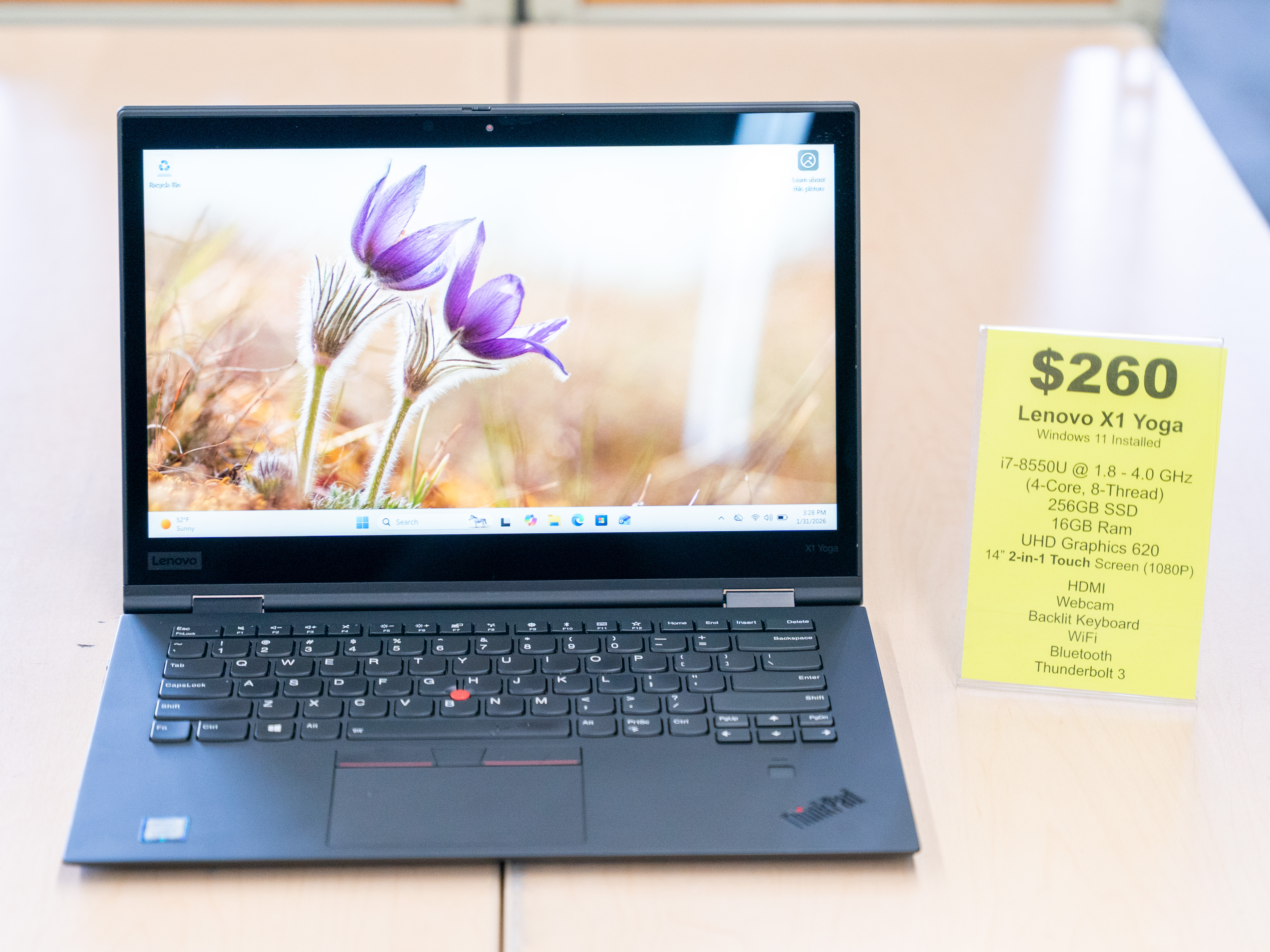 $260 Lenovo Thinkpad X1 Yoga i7-8550U 256GB SSD 16GB RAM 1080P 2