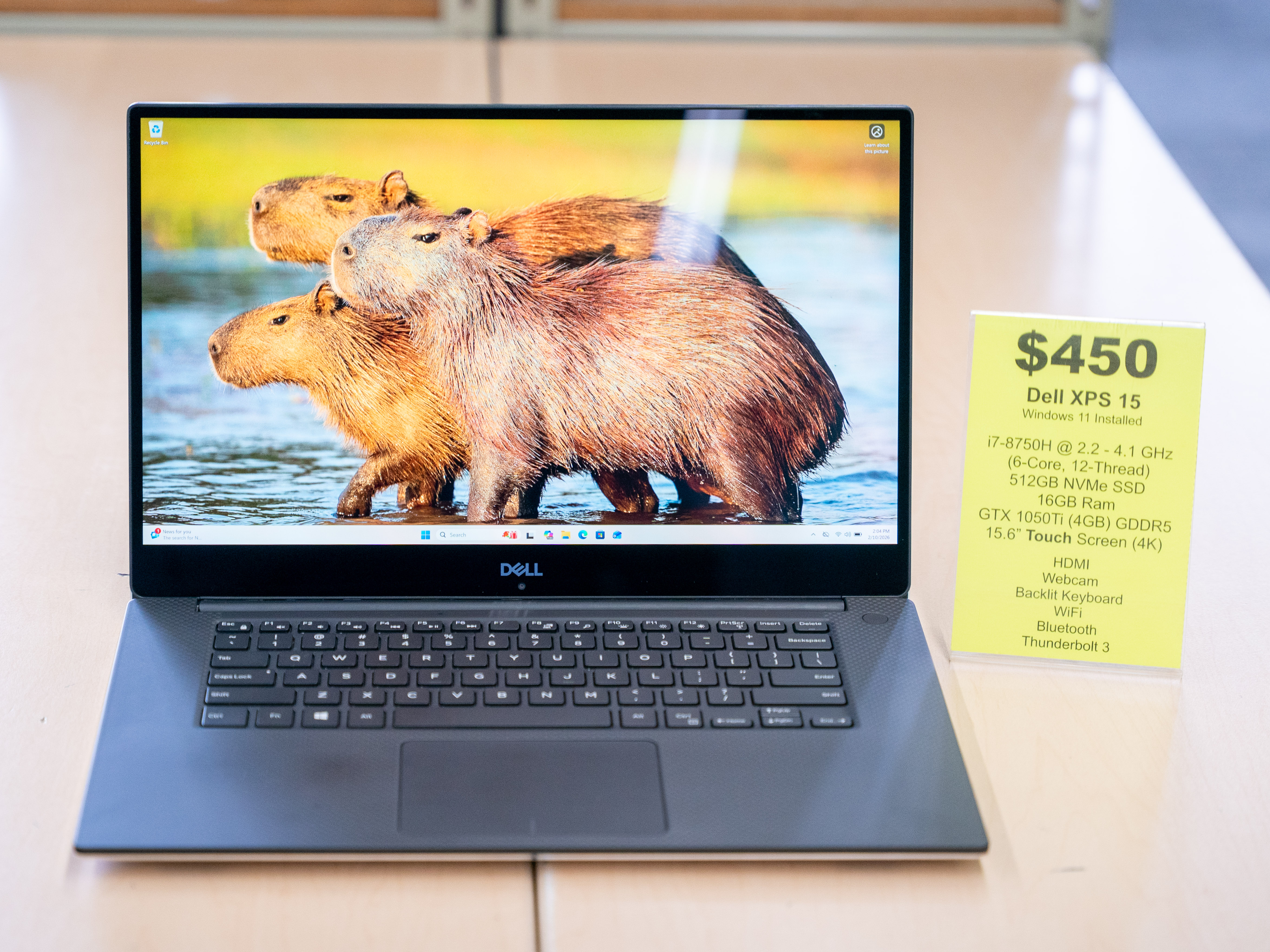 $450 Dell XPS 15 i7-8750H 512GB SSD 16GB RAM GTX 1050Ti 4K Touch
