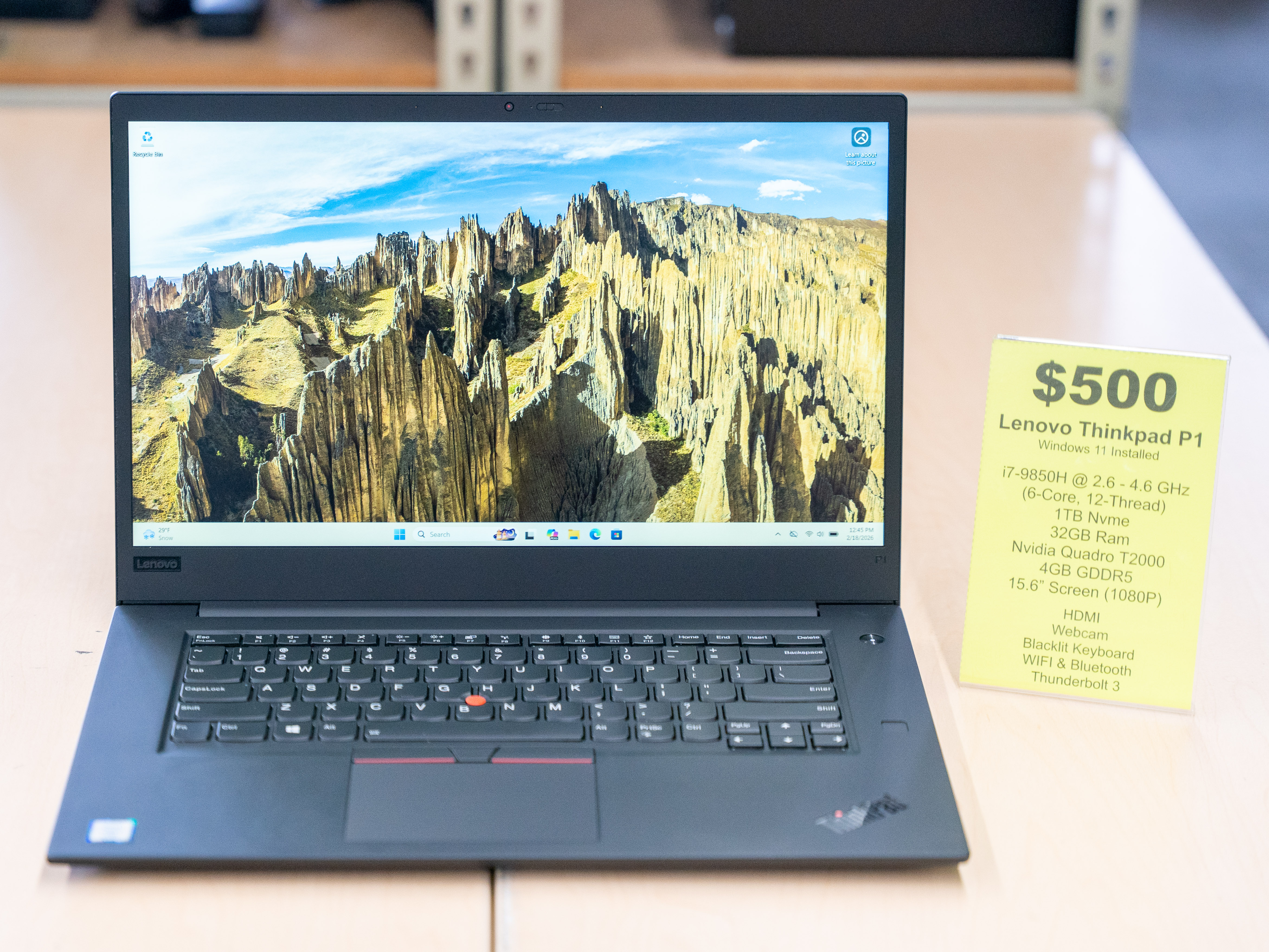 $500 Lenovo Thinkpad P1 i7-9850H 1TB NVME 32GB Ram nvidia Quadro