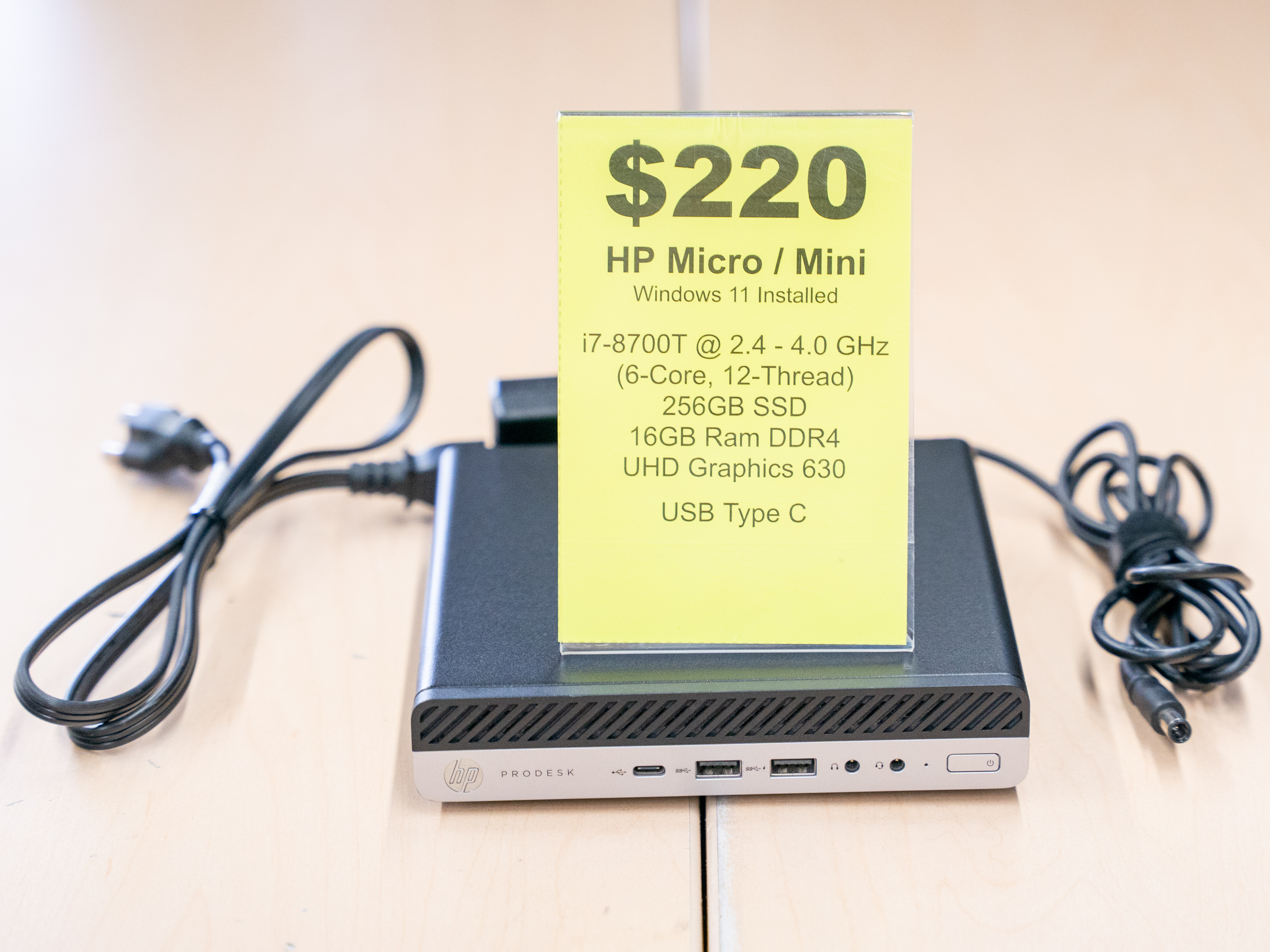 $220 HP ProDesk Micro / Mini PC i7-8700T 256GB SSD 16GB RAM – GCB