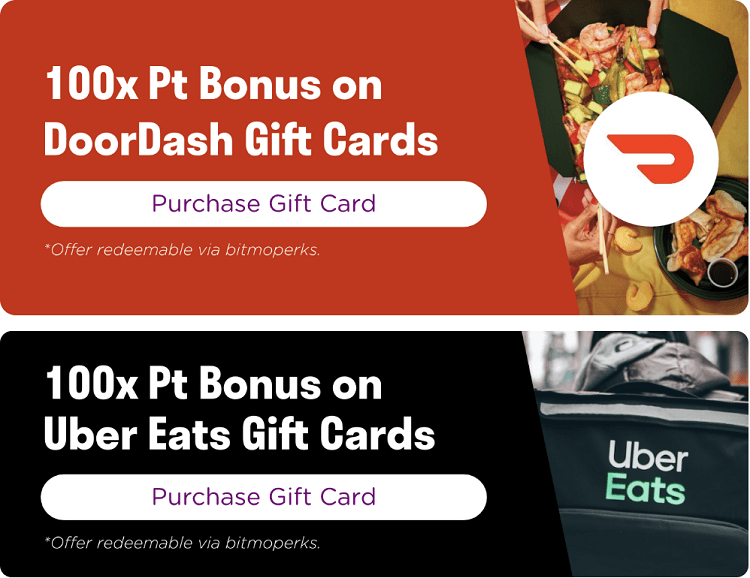 Tap the app and pick from hundreds of full menus from local restaurants and have your order delivered to you at uber speed. Bitmo Earn 100x Perk Points 10 On Doordash Uber Eats Gift Cards Gc Galore