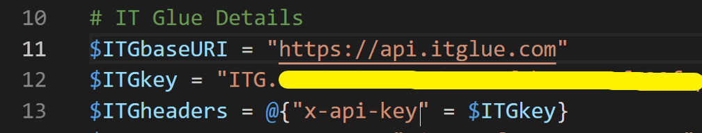 Add IT Glue API Key Variable