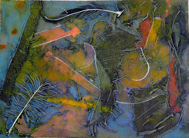 Manta Dance, 15x20", collagraph by Garry C Kaulitz