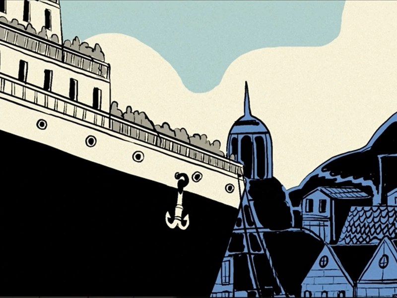 Illustration of a boat in the harbour