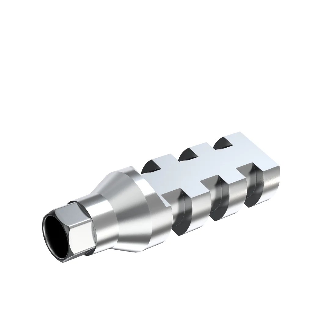 GDT conical connection impression coping transfer, angled view showing the connection tip.