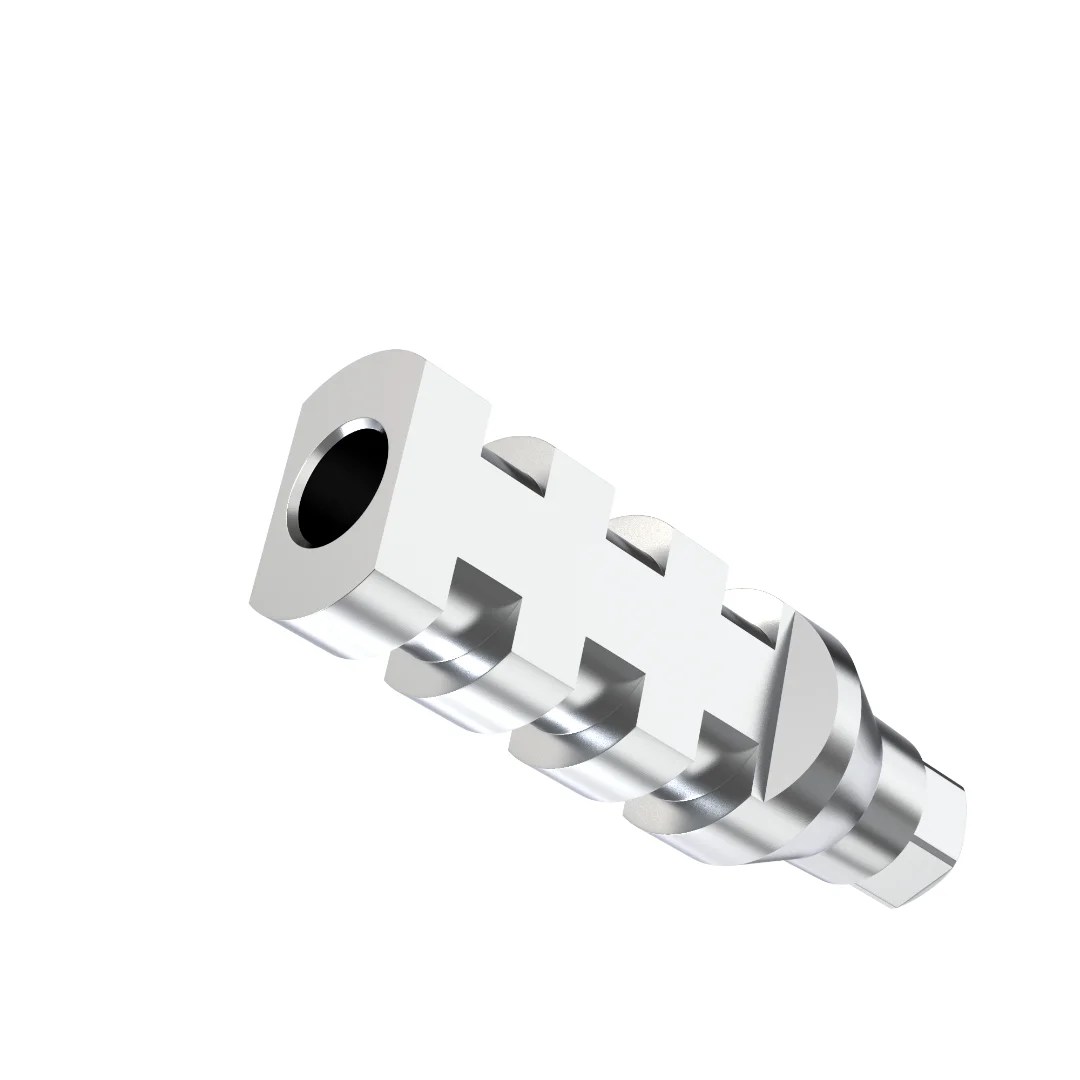 GDT conical connection impression coping transfer, rear view showing the connection opening.