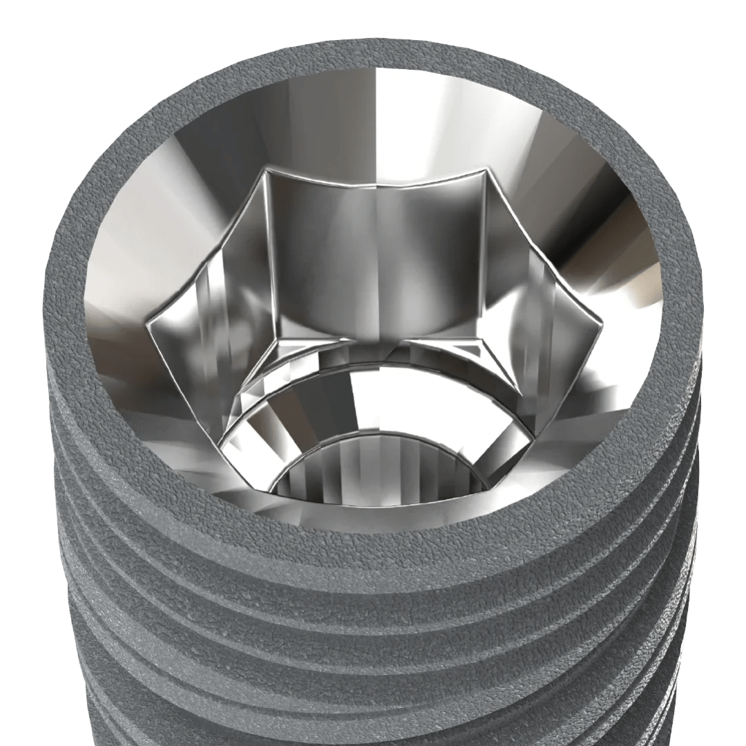 GDT EVA implant internal hex connection showing precise conical interface and platform design