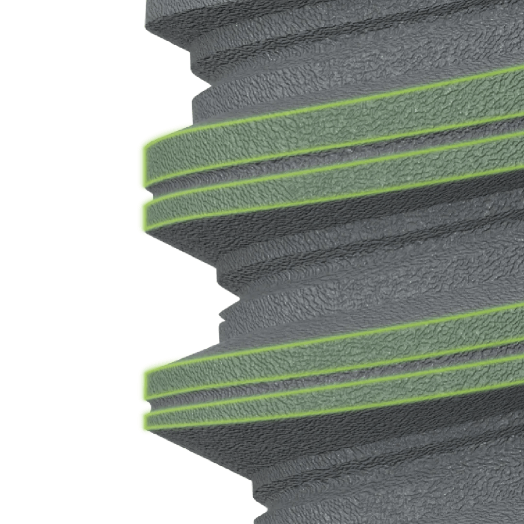 GDT EVA implant double progressive threads for improved load distribution and stability