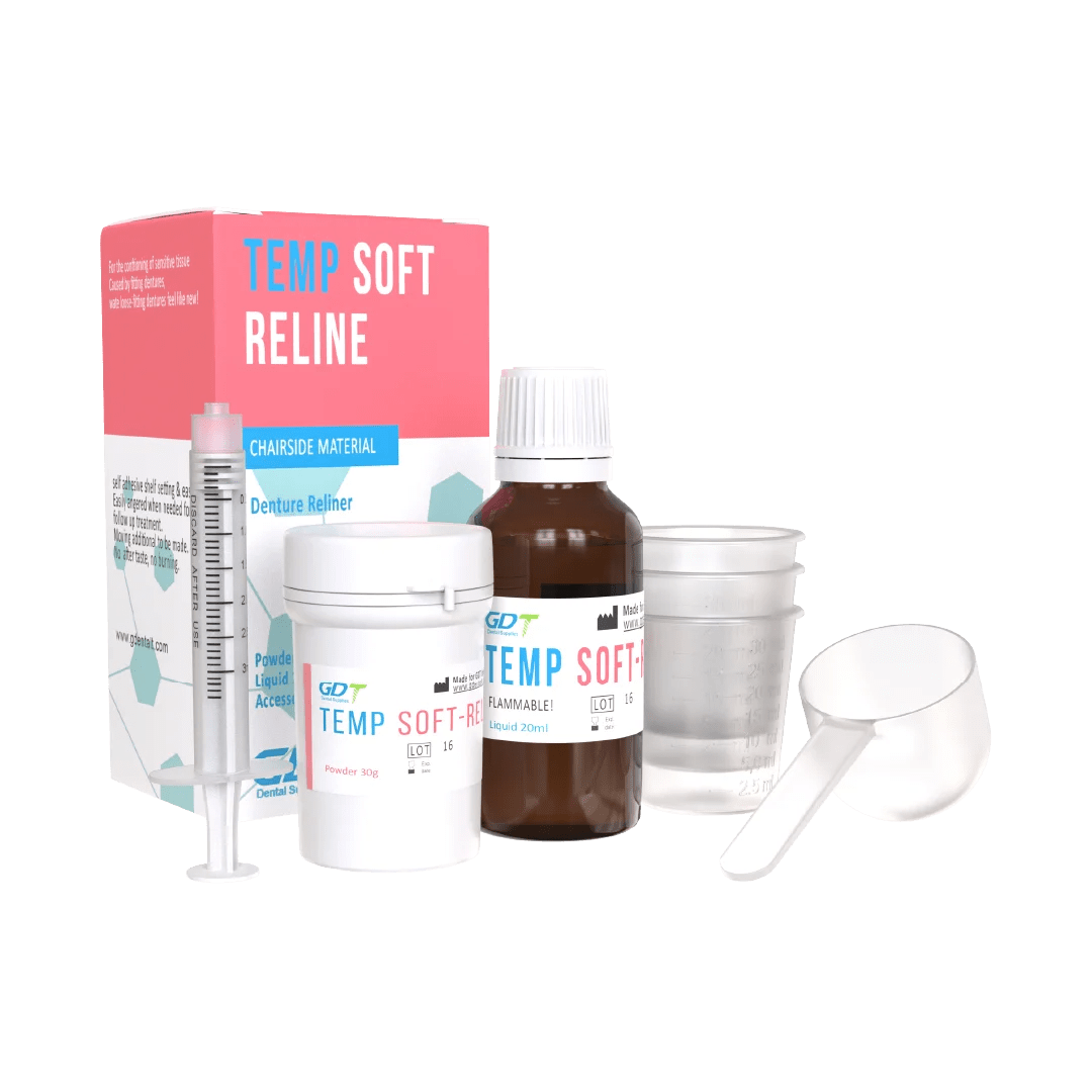 GDT Tempsoft Reline temporary soft denture reline powder and liquid kit