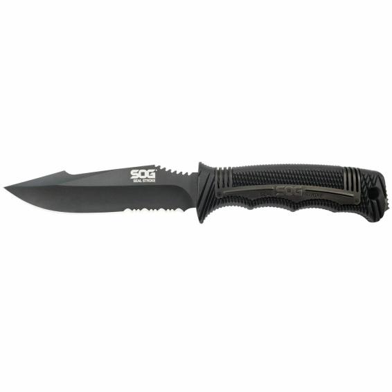 Sog Seal Strike Fixed Blade Knife - Black Tini Deluxe Sheath