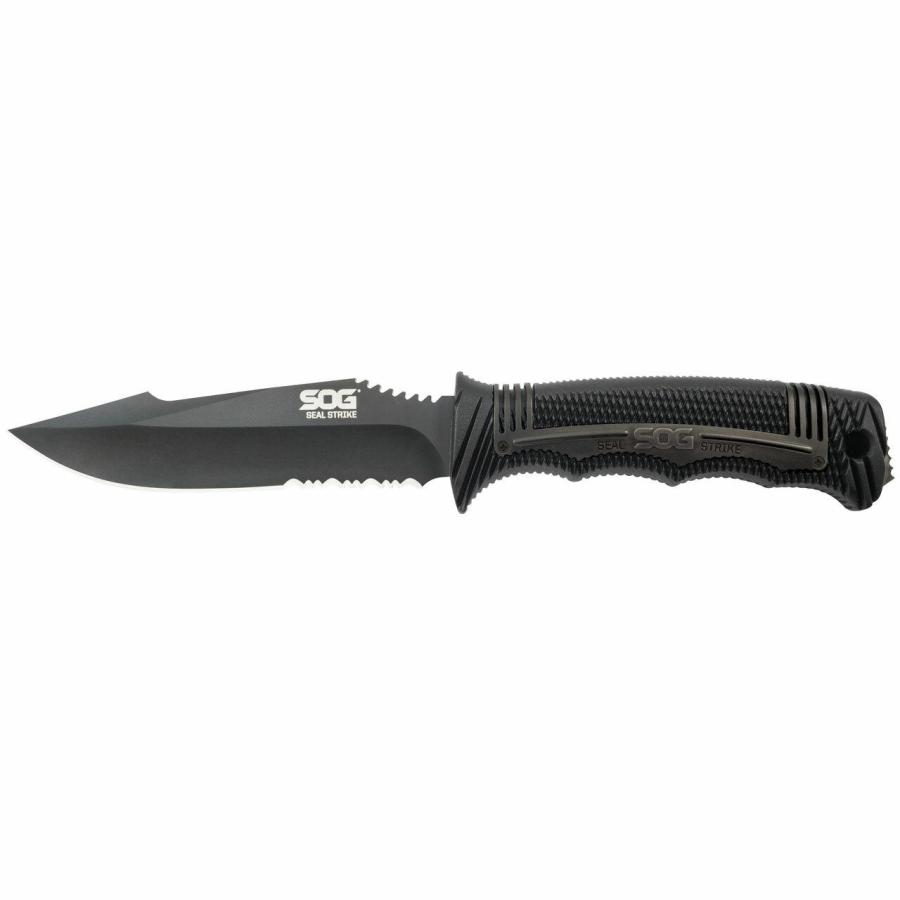 Sog Seal Strike Fixed Blade Knife - Black Tini Deluxe Sheath