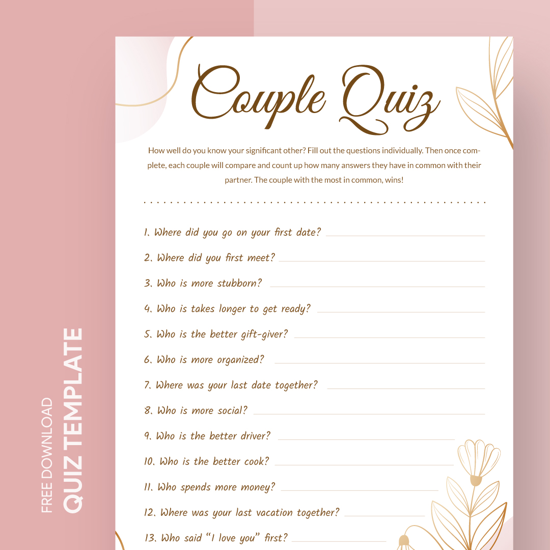 Couple quiz free google docs template