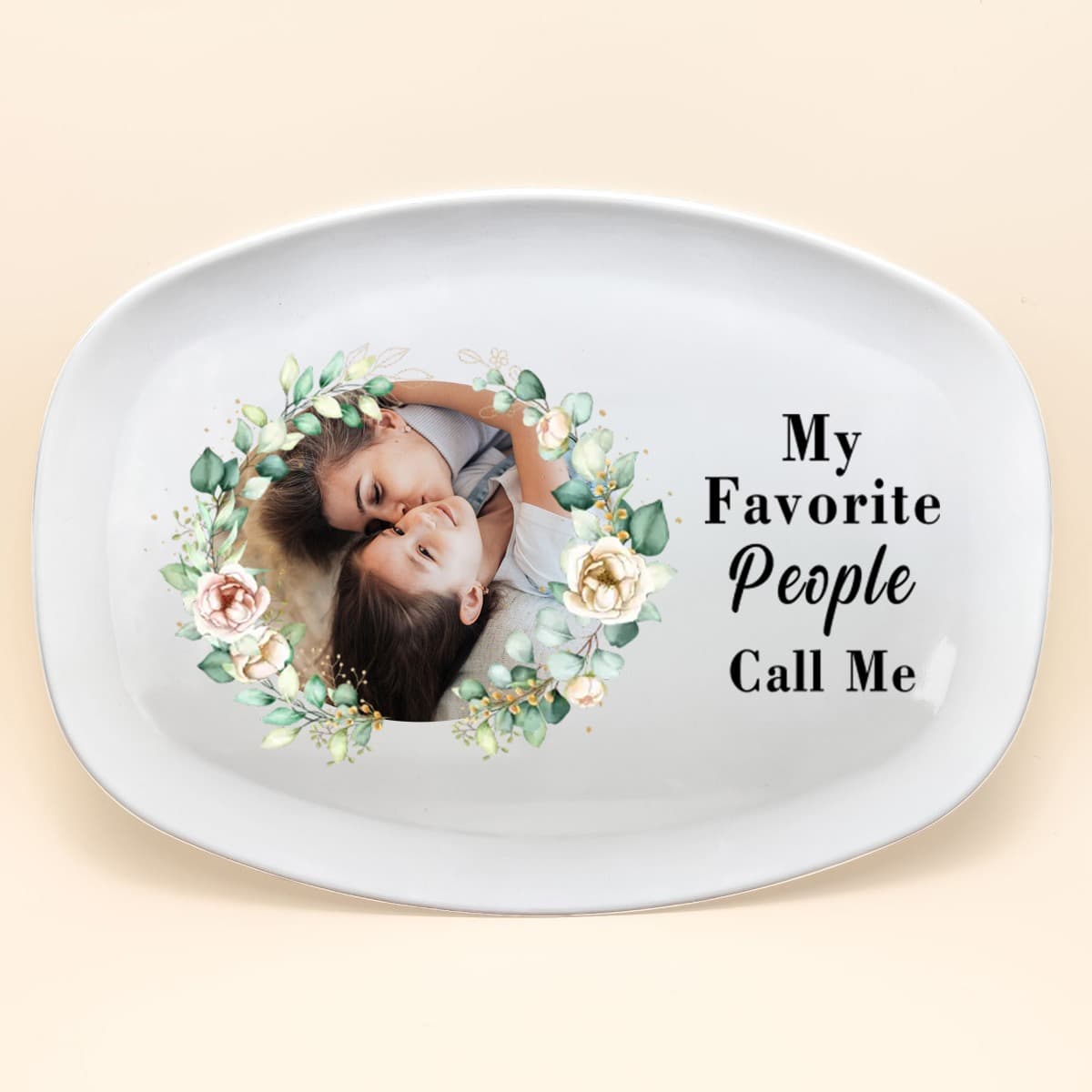 Custom Photo Text Personalized Platter, Mother’s Day Gift For Mom