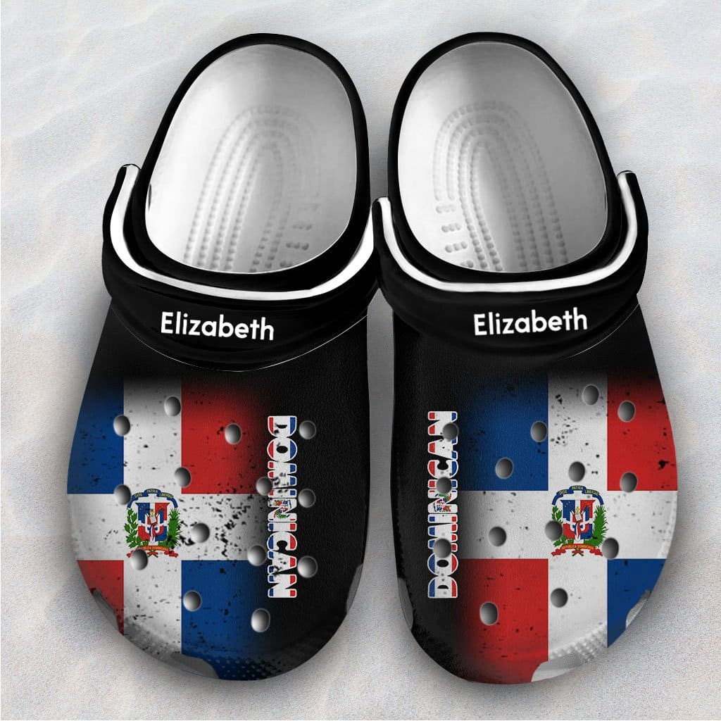 Half Flag Dominican Personalized Clogs Shoes With Custom Name