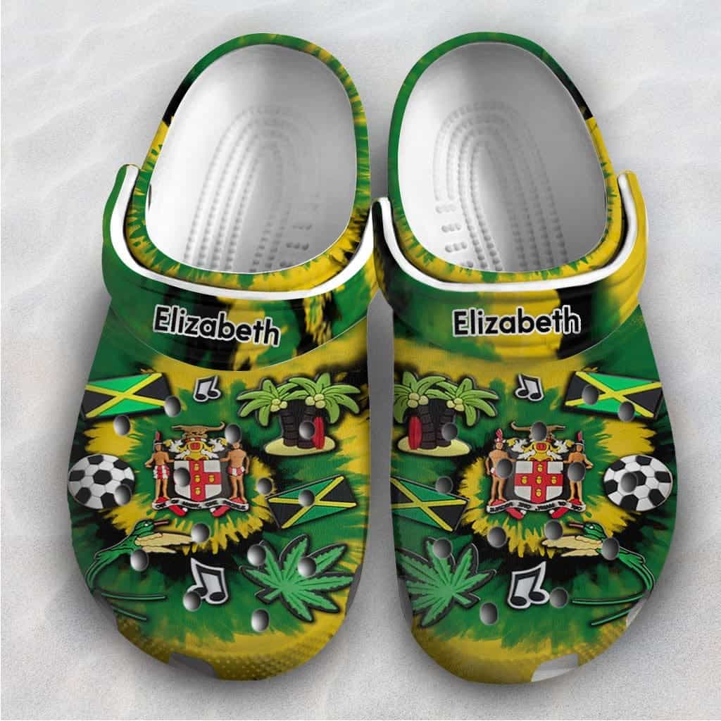 Jamaica Personalized Custom Clogs Shoes With Symbols Tie Dye