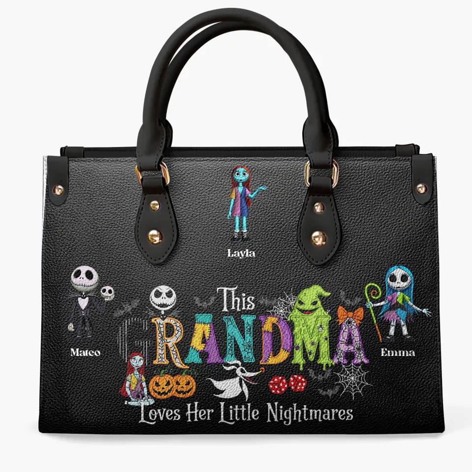 Personalized Spooky Mama Halloween Leather Bag, Gift For Mom