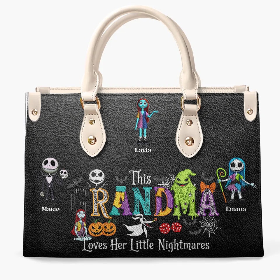 Personalized Spooky Mama Halloween Leather Bag, Gift For Mom