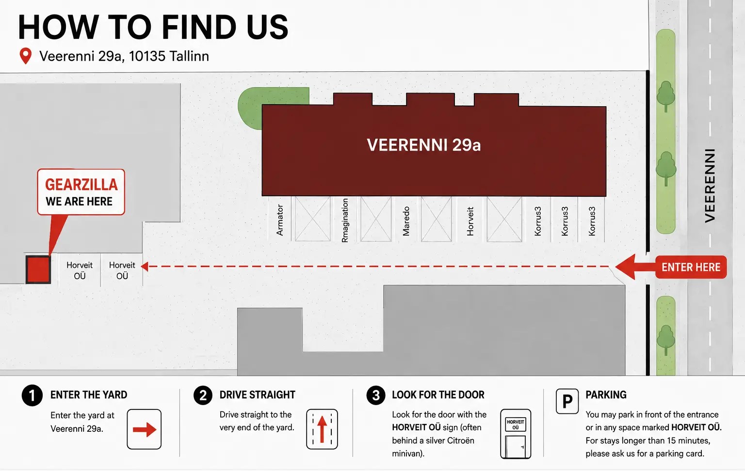 How to find Gearzilla at Veerenni 29a, Tallinn