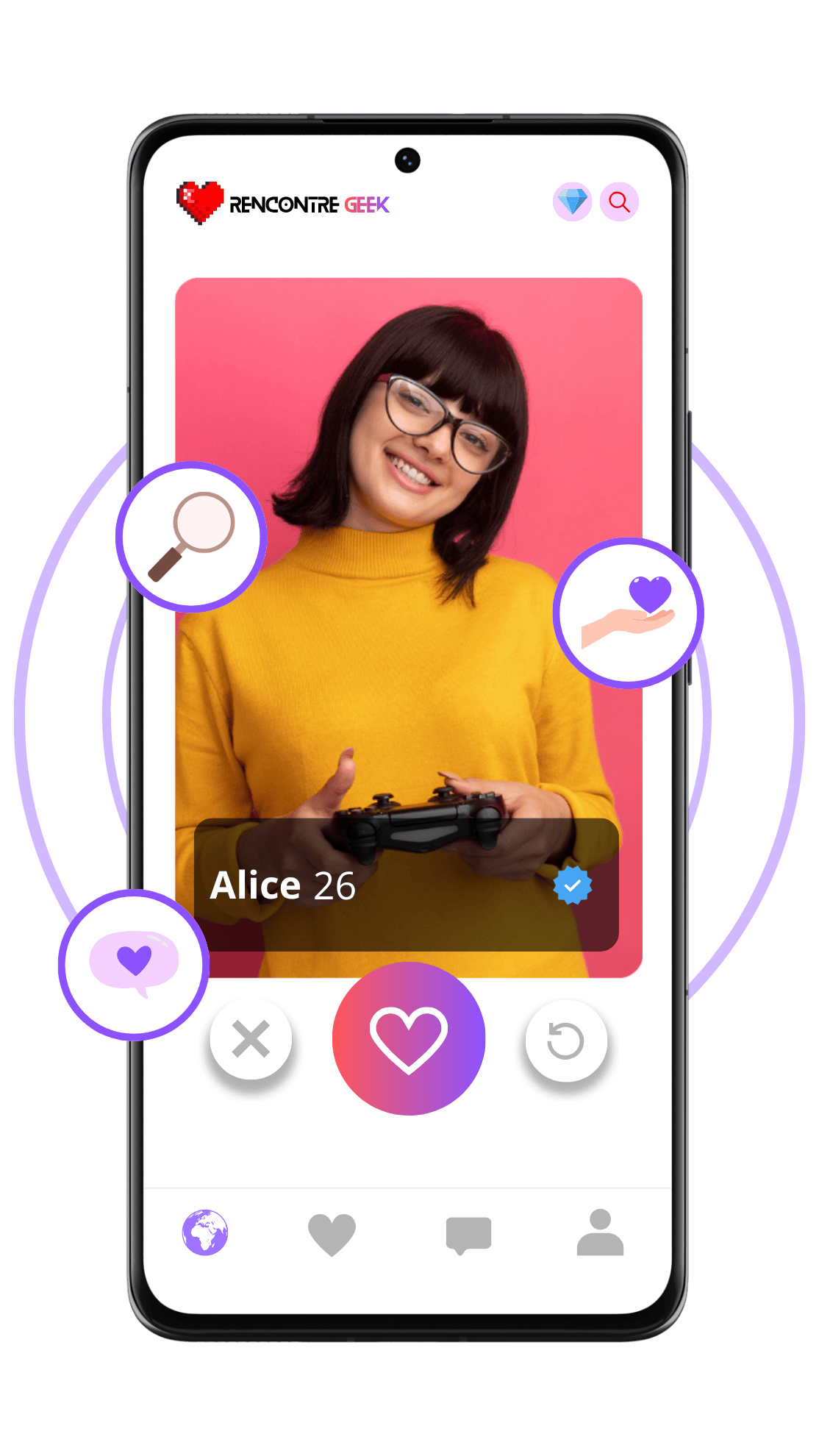 Fonctionnalités de Rencontre Geek : recherche avancée, profils vérifiés et messagerie