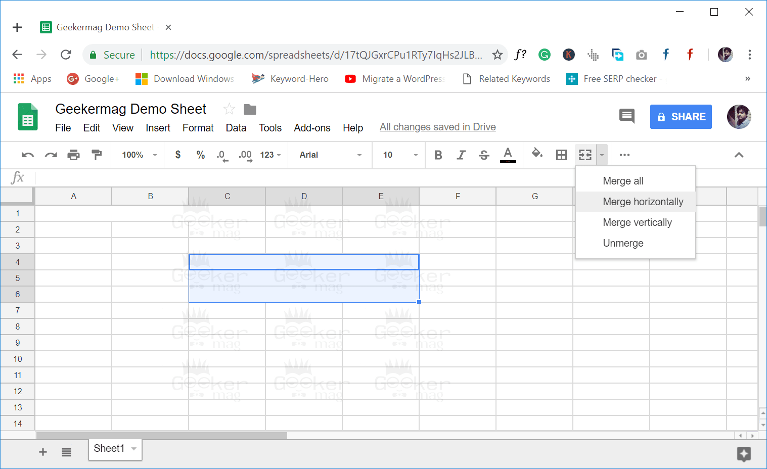 Guide about merge cells in google spreadsheet [how to]