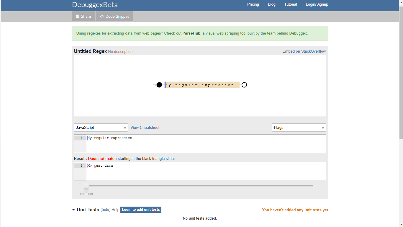 Features a regex quiz & library. 10 Regex Tester For Javascript Python Php Golang Ruby Etc