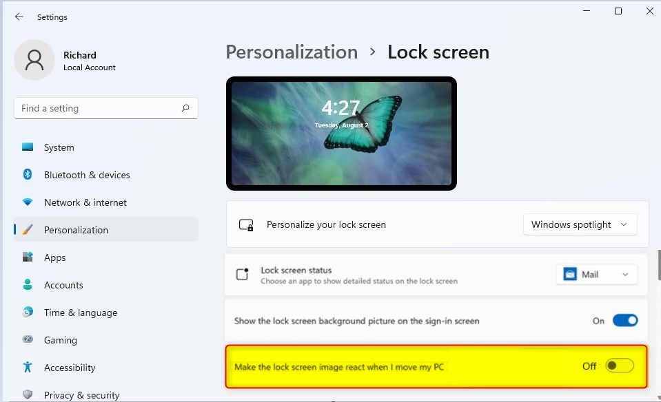 How to Enable or Disable Animated Lock Screen Wallpaper in Windows 11