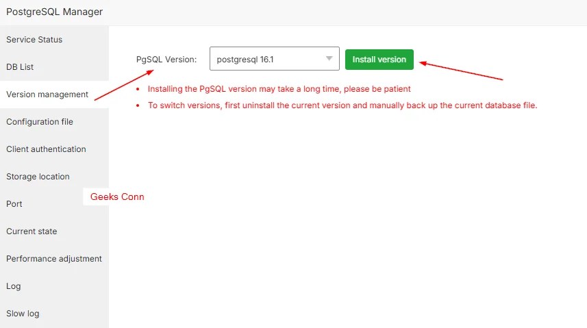 Install Database PgSQL aaPanel