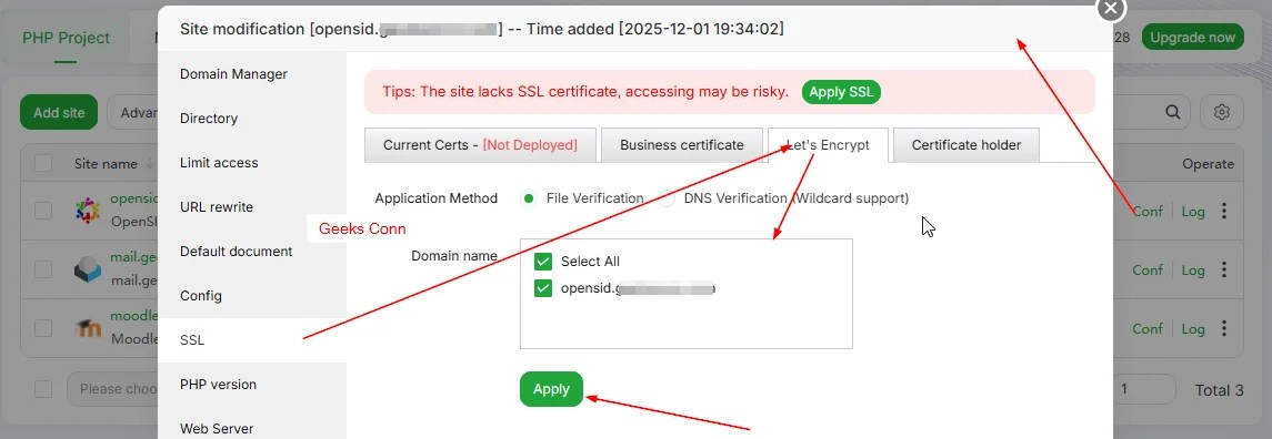 Configuration Protocol SSL